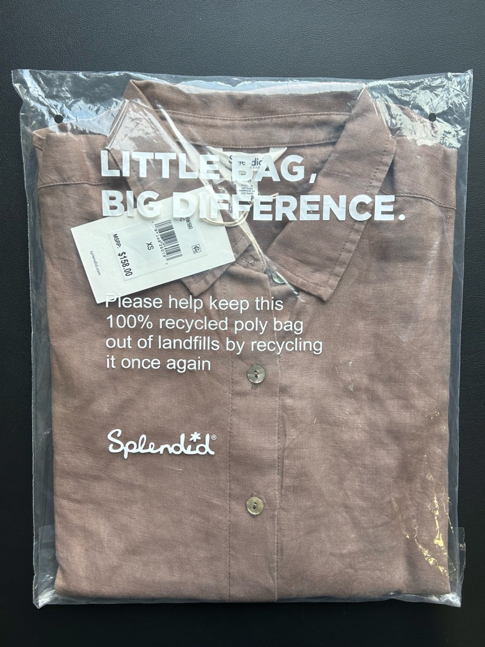 Splendid Stella Linen Button Down Shirt - Tan - Picture 4 of 4